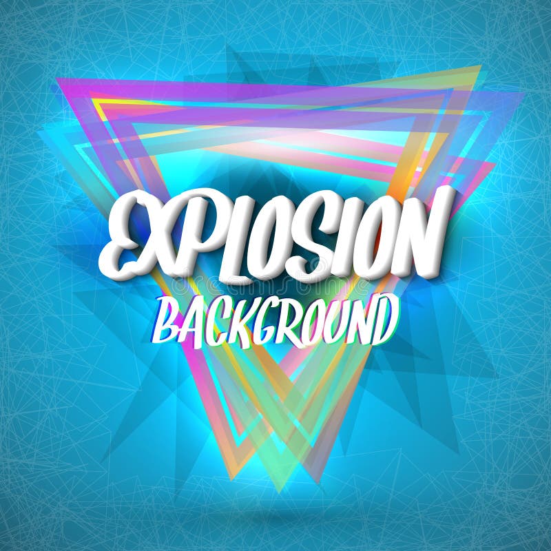 Abstract Explosion Background with Colorful Triangles, Particles stock illustration