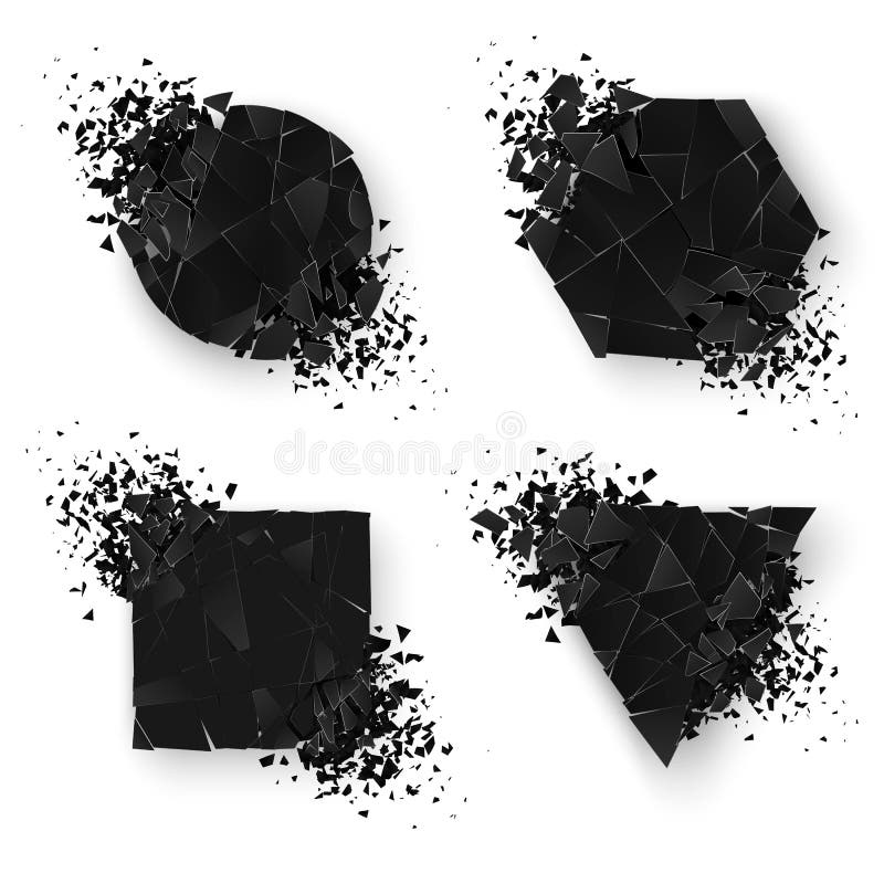 Abstract explosion geometric shapes. Web banners set. Geometry sticker set with space for text. Vector illustration vector illustration