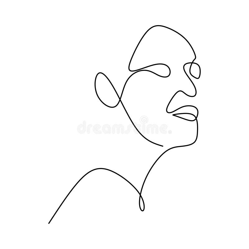 Abstract face continuous one line drawing vector illustration minimalism style on white background. Good for poster art and wallpaper contouring symbol black linear portrait sign beautiful element avatar simple shape curve salon female emblem head logo vogue lady pencil minimalist elegant beauty fashion icon design sketch model decorative graphic concept girl woman young artwork single