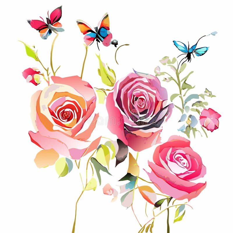 Abstract Fantasy Roses Bloom Flower Patterns Background Stock Vector