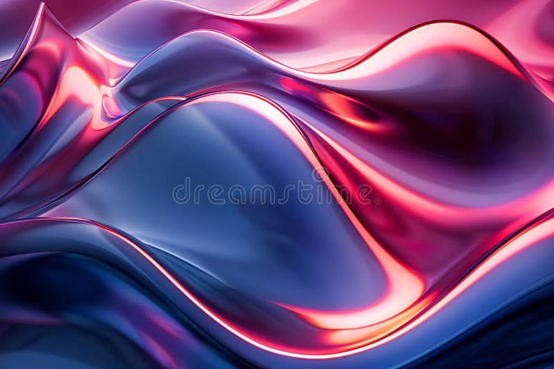 Abstract featuring smooth, flowing metallic waves in shades of pink and blue royalty free stock photography
