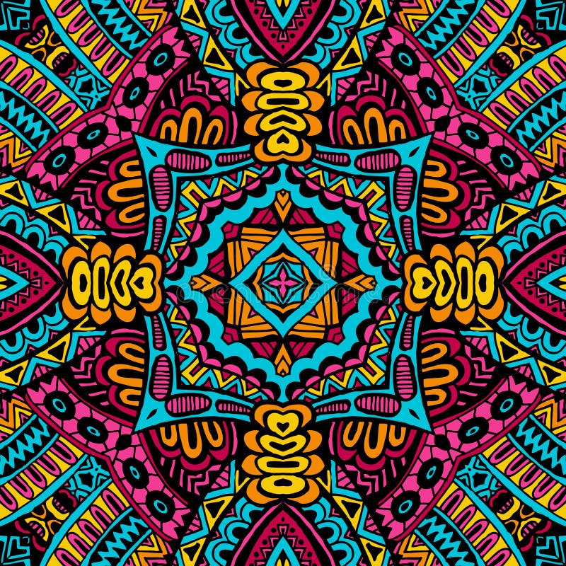 Abstract, feestelijk, kleurrijk vector stammenpatroon vector illustratie