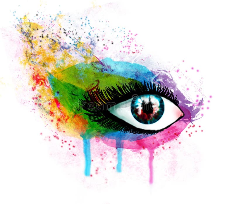 Abstract Female Eye in Bright Colors on a White Background Stock ...