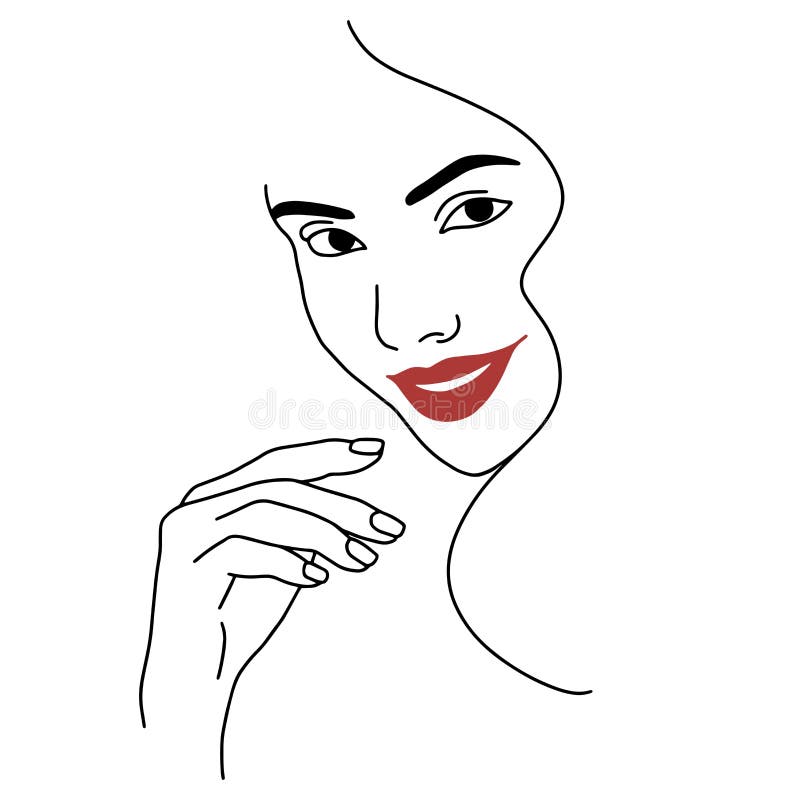 Abstract Face Line Drawing. Beauty Woman Portrait Minimalistic Style ...