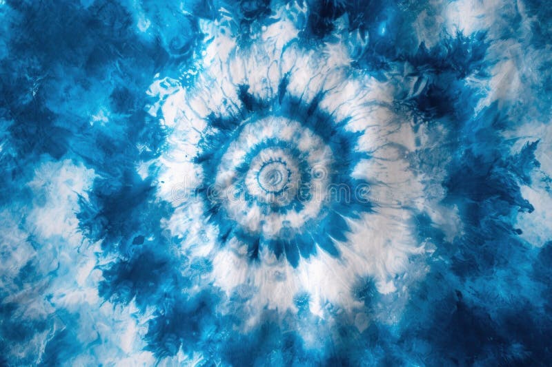Abstract festive blue and white background, Bright round Tie Dye pattern illustration. stock photo