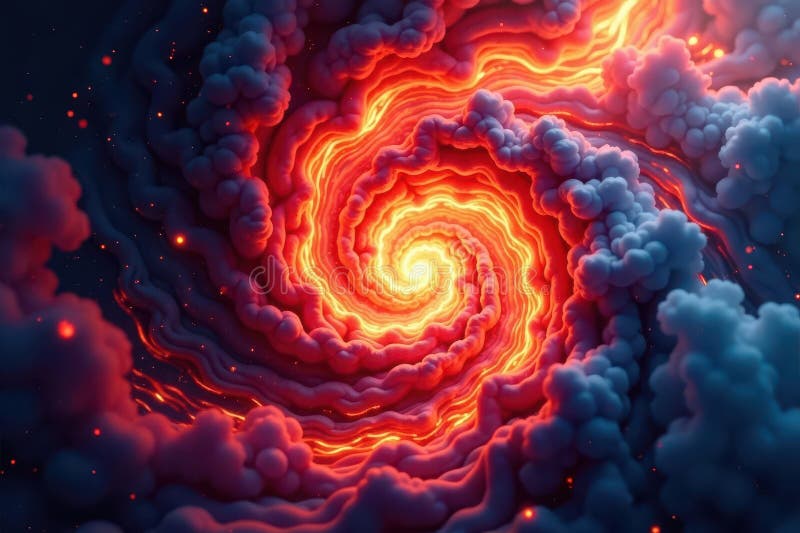 Abstract fiery vortex, red blue hues, chaotic flow , hot, chaos royalty free illustration