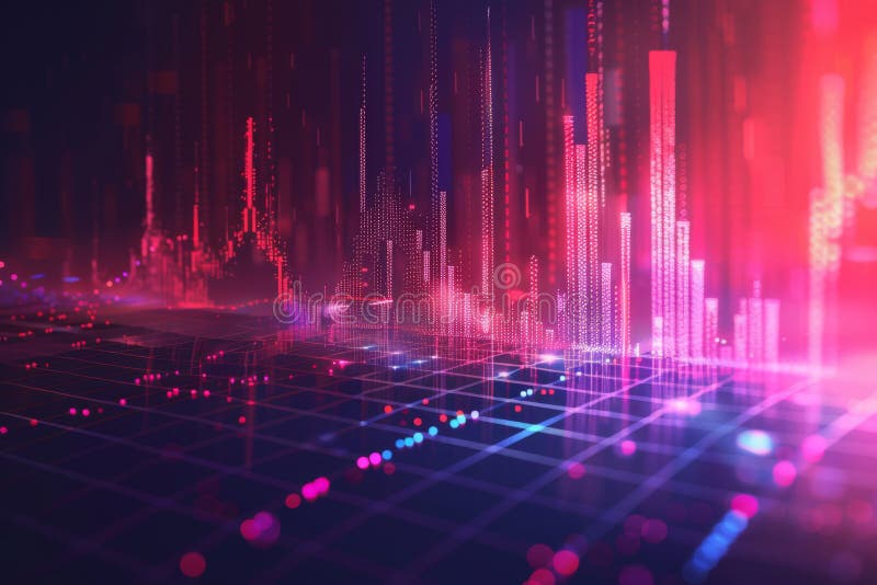 Abstract financial chart showing upward trend, with glowing graphs, charts, and data points. Glowing analytics stock images, royalty-free photos and pictures