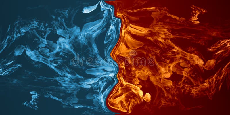 Abstract Fire and Ice Element Against Vs Each Other Background. Stock  Illustration - Illustration of energy, high: 128038961