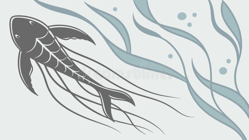 Abstract Fish with Flowing Lines Vector, Marine Life and Dynamic Art, vector design Generative AI stock illustration