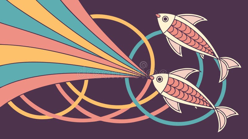 Abstract fish and lines, modern art nature design vector design Generative AI royalty free illustration