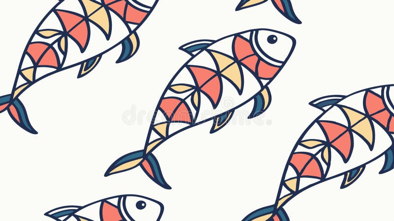 Abstract Fish Pattern. Modern Aquatic Design. vector design Generative AI stock illustration