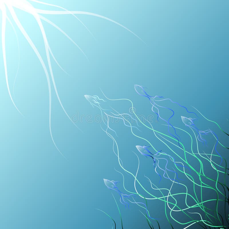 Abstract Fish Swimming into the Light Stock Vector - Illustration of