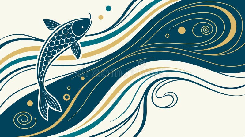 Abstract fish waves vector, marine life and fluid motion design illustration vector design Generative AI vector illustration