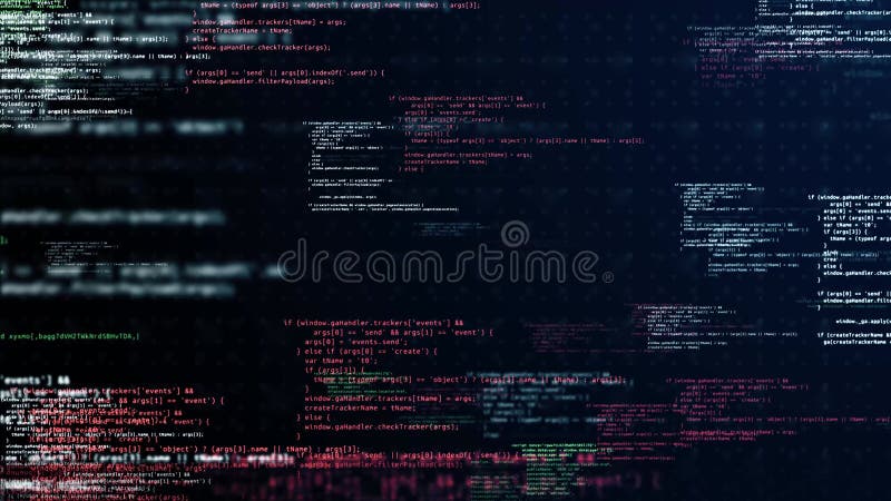 Abstract flight through moving computer code Loop background vector illustration
