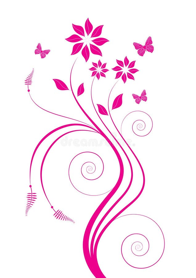 Flower Pattern with Butterfly Stock Vector - Illustration of leaf ...