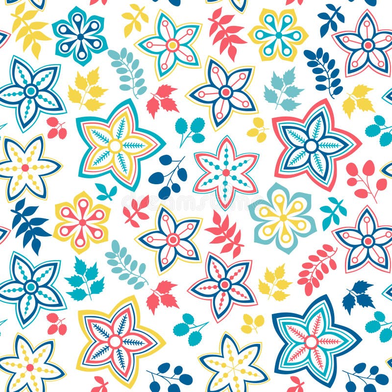 Abstract floral background, summer theme seamless pattern, vector wallpaper, summer texture, wrapping with flowers, spring and