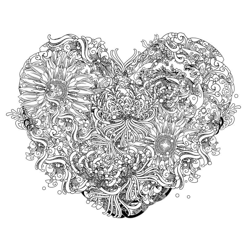 Abstract floral heart shaped pattern