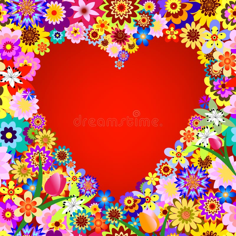 Abstract floral valentine frame stock illustration