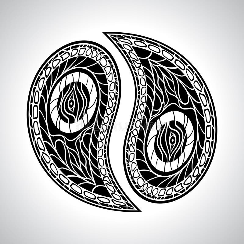 Abstract floral Yin Yang Symbol vector vector illustration Abstract floral Yin Yang Symbol vector vector illustration