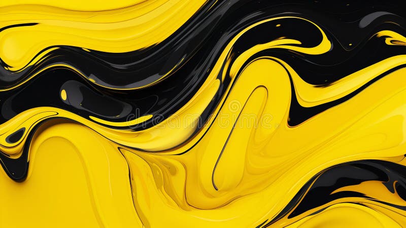 Abstract Flow: Dynamic Black and Yellow Swirls. Generative ai. High quality illustration AI generated