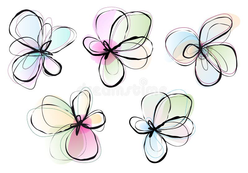 Abstract flowers, vector set