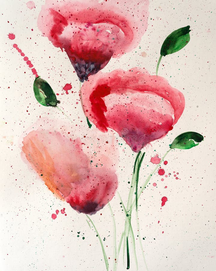 Abstract Flower Watercolor Paintings Stock Illustration Illustration