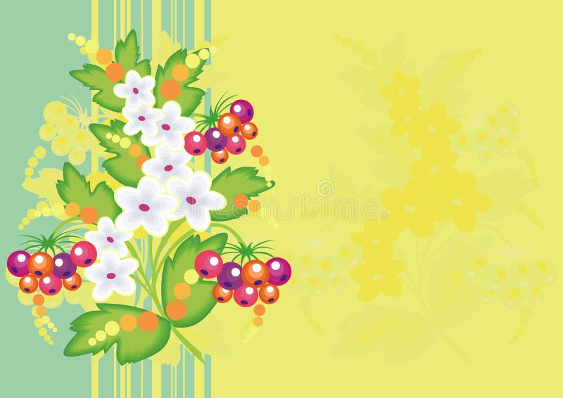 Abstract flowers and berries with background