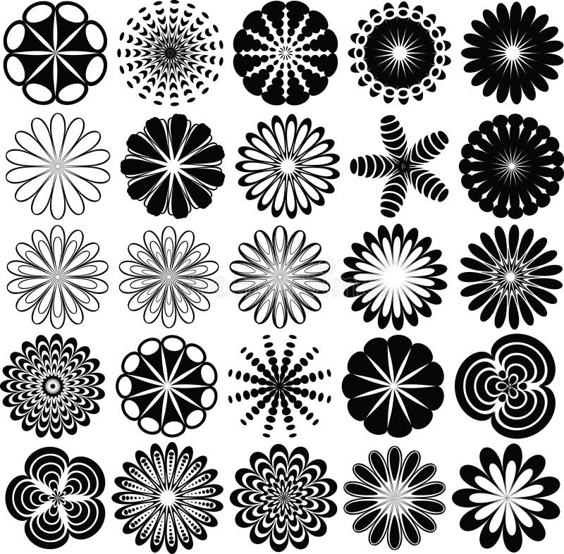 Simple Flowers Black and White Stock Vector - Illustration of abstract ...