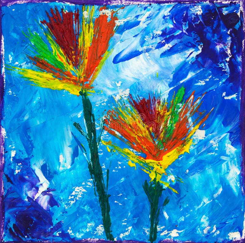 Abstract flowers on blue background