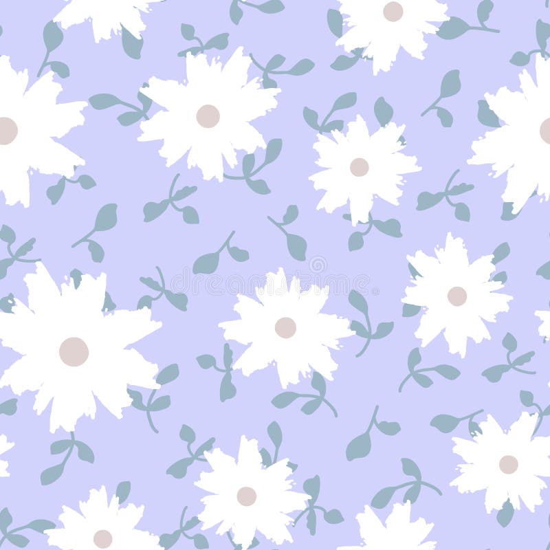 Abstract flowers painted by brush. Trendy floral seamless pattern.