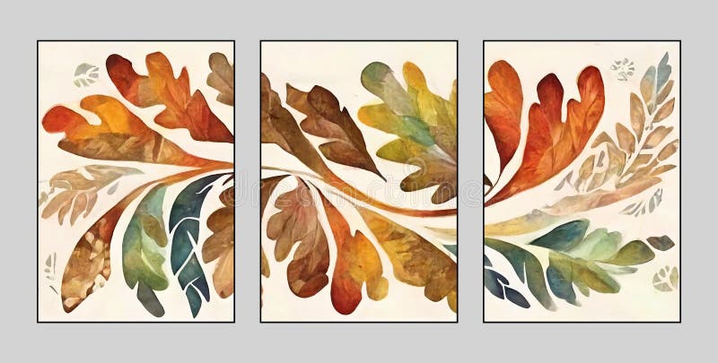 Abstract, flowers, plants, triptych, restore ancient ways, watercolor style, background wall art