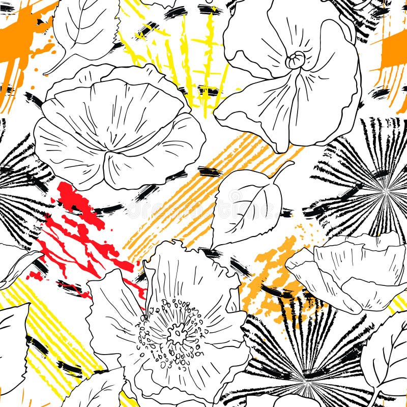 Abstract flowers seamless pattern royalty free illustration