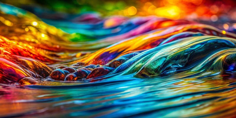 Abstract Flowing Water Multi Coloured Nature Motion Generative AI stock photo