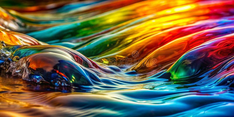 Abstract Flowing Water Multi Coloured Nature Motion Generative AI stock images