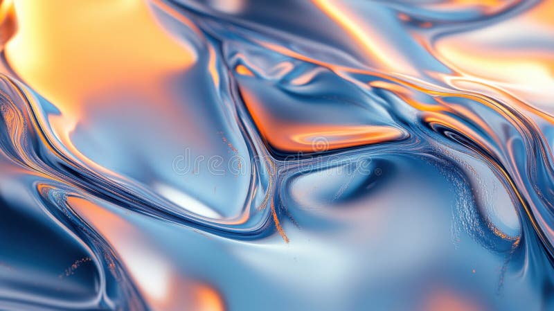 Abstract fluid art with blue and orange swirls creating a dynamic, mesmerizing pattern royalty free illustration