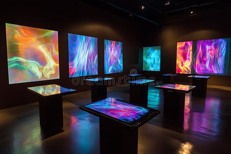 Abstract Fluid Art Museum Installation Interactive Digital Displays & Tables royalty free illustration