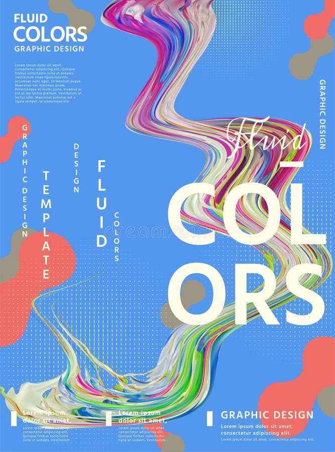 Abstract fluid colors poster design stock illustration