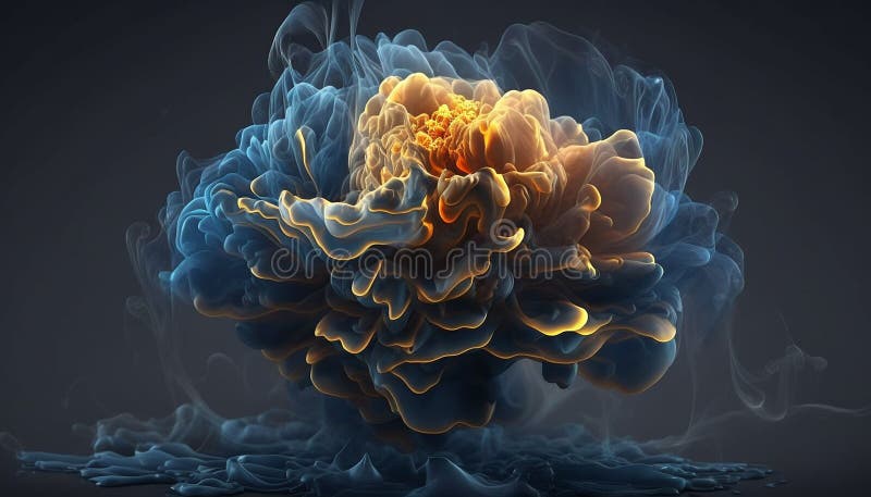 Abstract fluid ink flower. Generative AI royalty free illustration