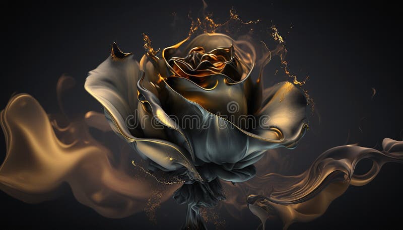 Abstract fluid ink flower. Generative AI vector illustration
