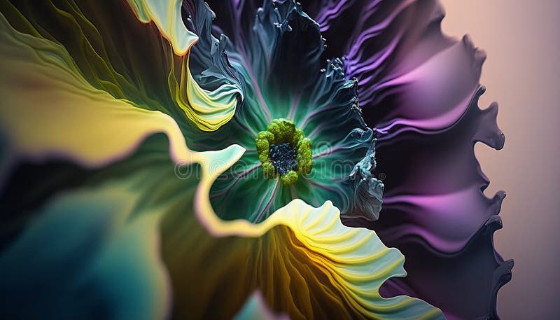 Abstract fluid ink flower. Generative AI royalty free illustration