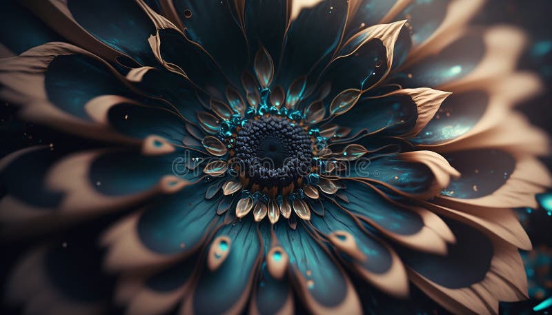 Abstract fluid ink flower. Generative AI stock illustration
