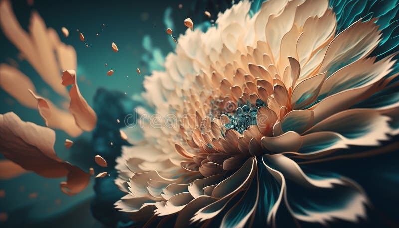 Abstract fluid ink flower. Generative AI stock illustration