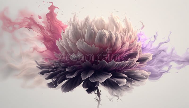 Abstract fluid ink flower. Generative AI vector illustration