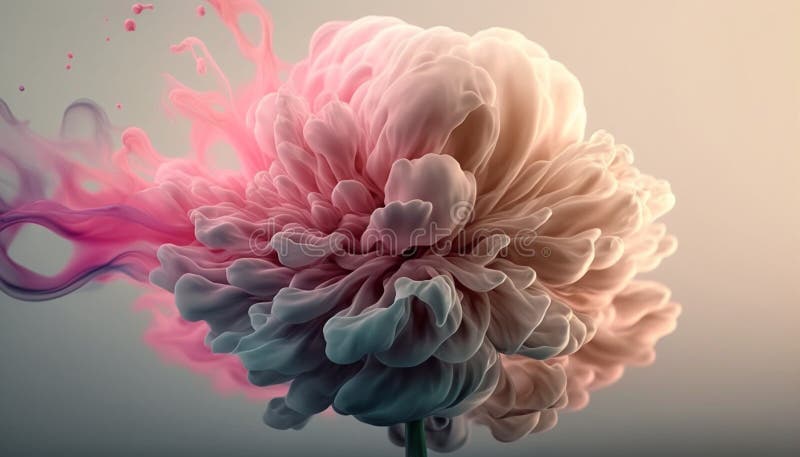 Abstract fluid ink flower. Generative AI royalty free illustration