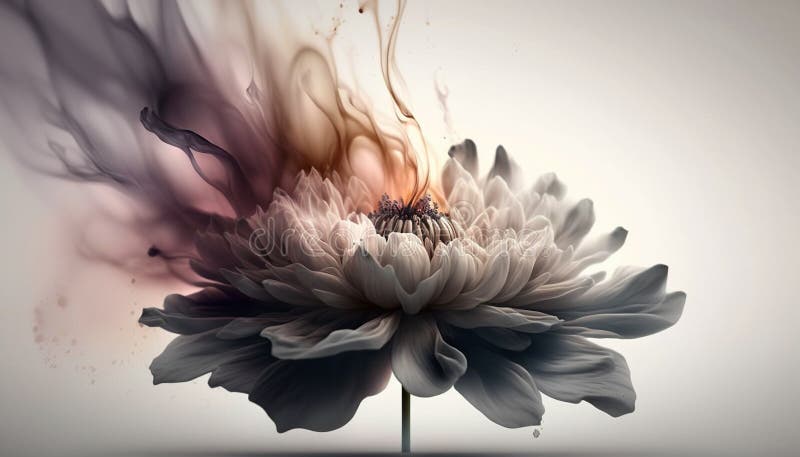 Abstract fluid ink flower. Generative AI vector illustration