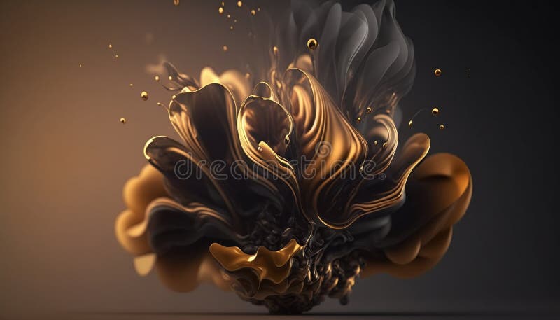 Abstract fluid ink flower. Generative AI royalty free illustration