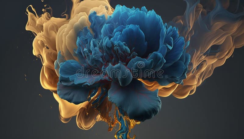 Abstract fluid ink flower. Generative AI stock illustration