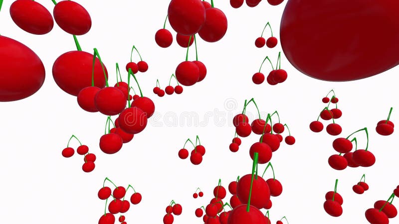 Abstract flying down cherries on white color royalty free illustration