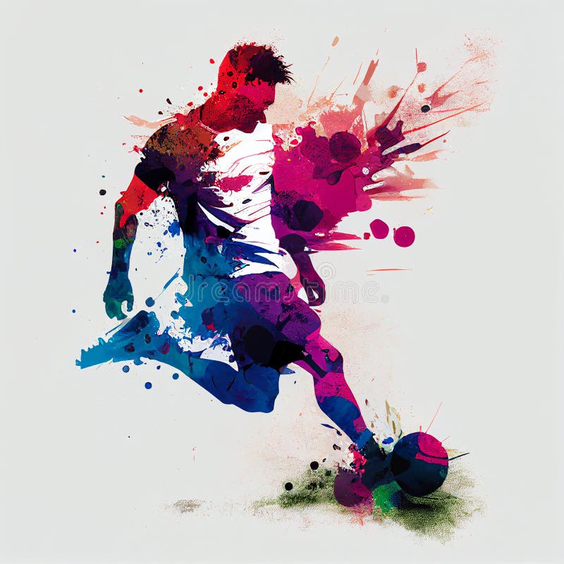 Watercolor Football Player. Soccer Poster. Abstract Football Background ...