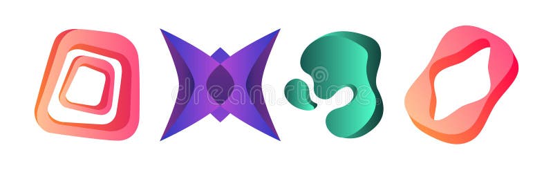 Abstract Form and Graphic Shaped Element Vector Set royalty free illustration